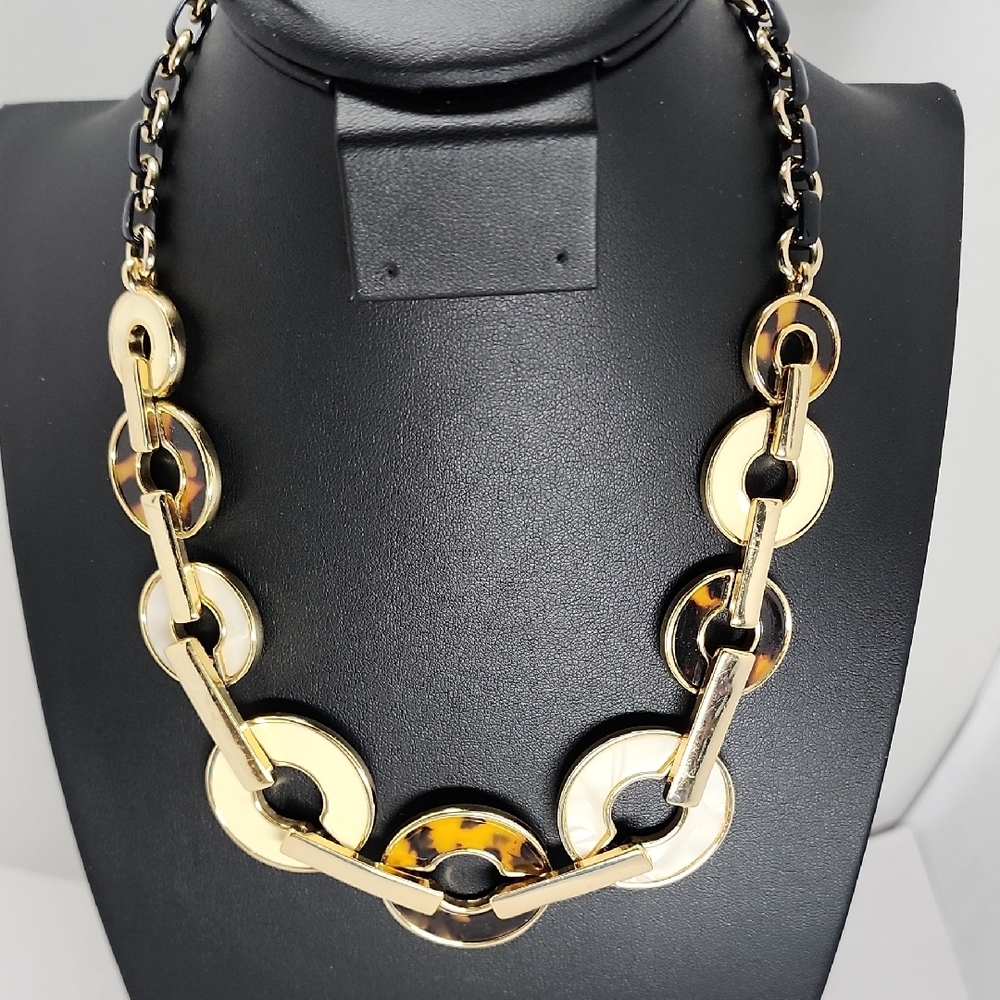 Banana Republic Gold and Brown Chain-Link Necklace